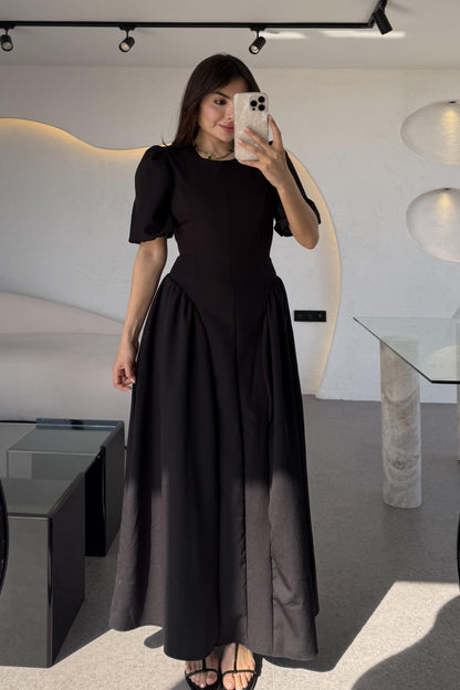 Pyura Siyah Balon Kol Korse Model Elbise