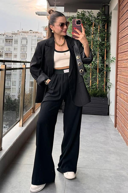 Qualıty Sırt Baskılı Blazer Ceket - Siyah