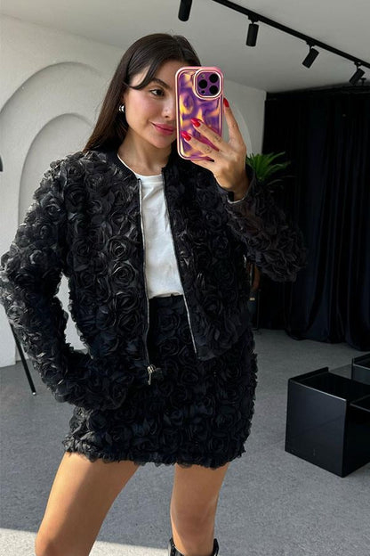 Quest Gül Kabartmalı Ceket