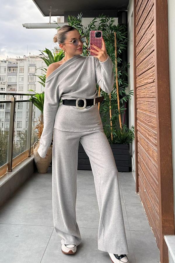 Racer Tek Omuz Fitilli Takım - Gri