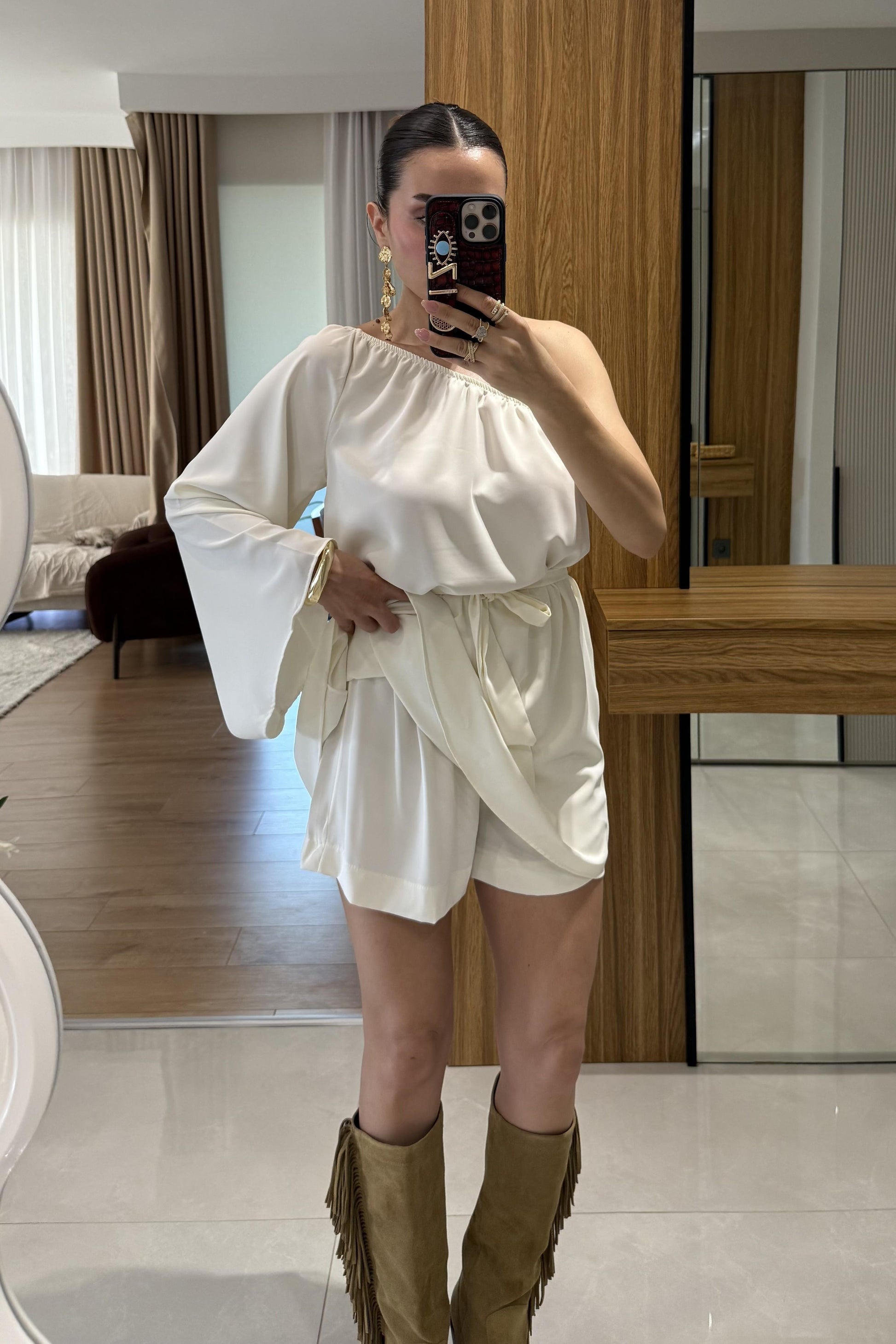 Radius Ekru İspanyol Kol Şortlu Takım