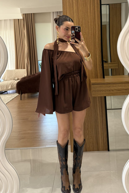 Radius Kahve İspanyol Kol Şortlu Takım