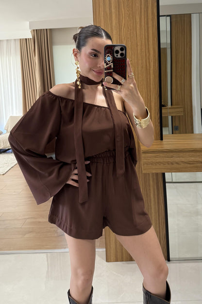 Radius Kahve İspanyol Kol Şortlu Takım