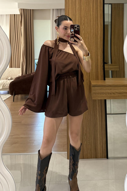 Radius Kahve İspanyol Kol Şortlu Takım