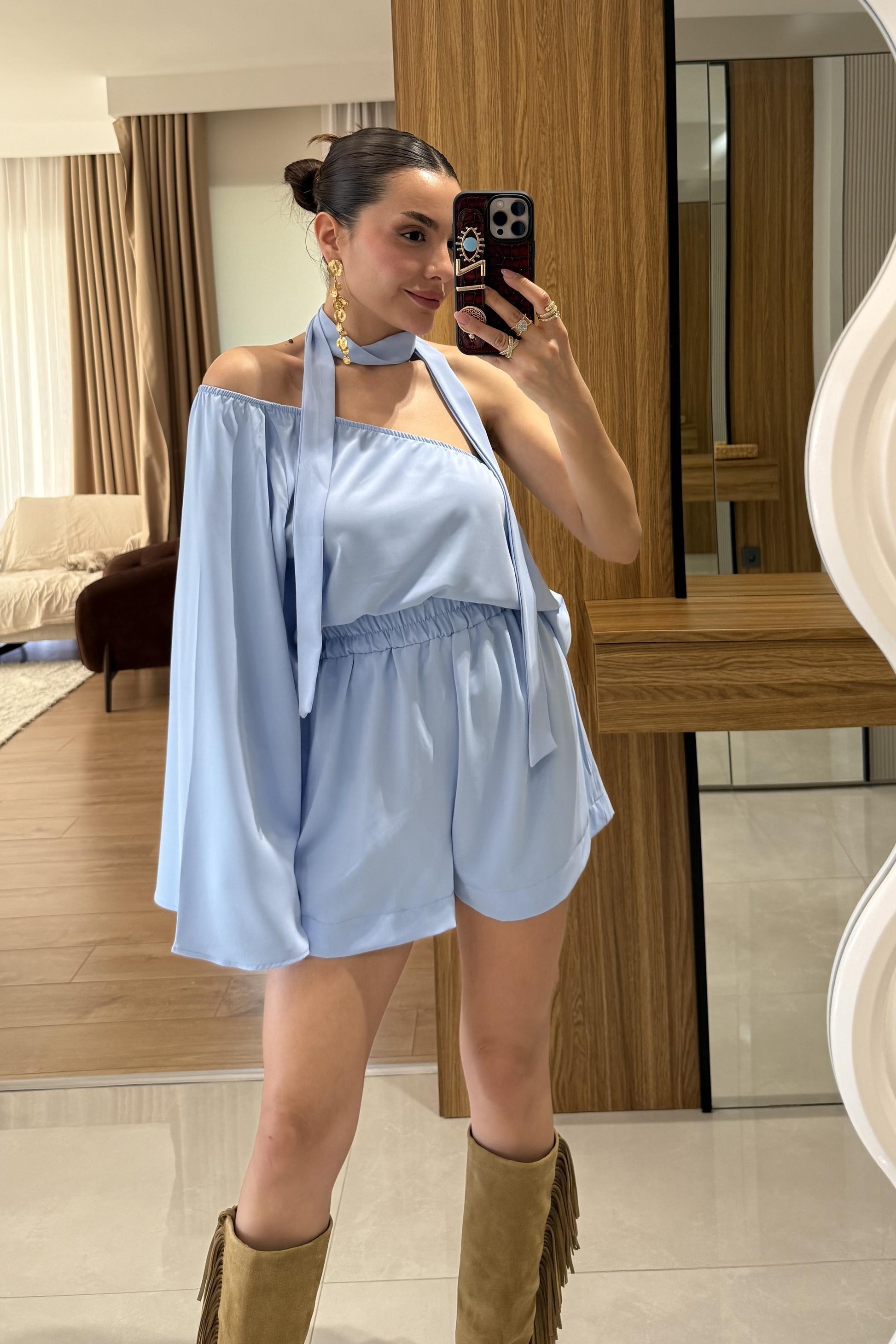 Radius Mavi İspanyol Kol Şortlu Takım