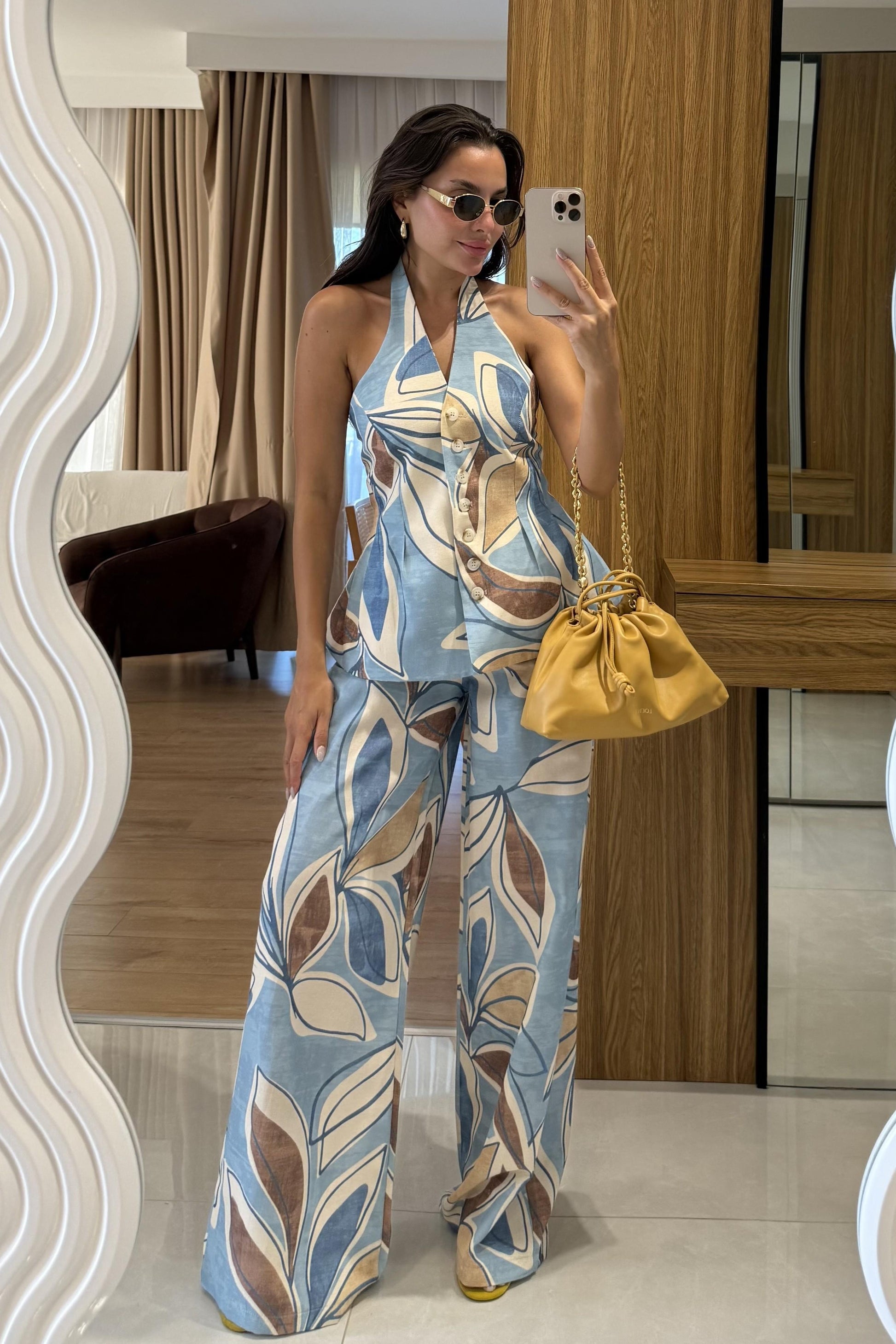 Rafael Mavi Keten Yelekli Takım