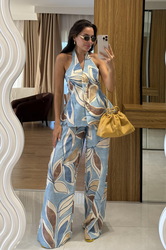 Rafael Mavi Keten Yelekli Takım