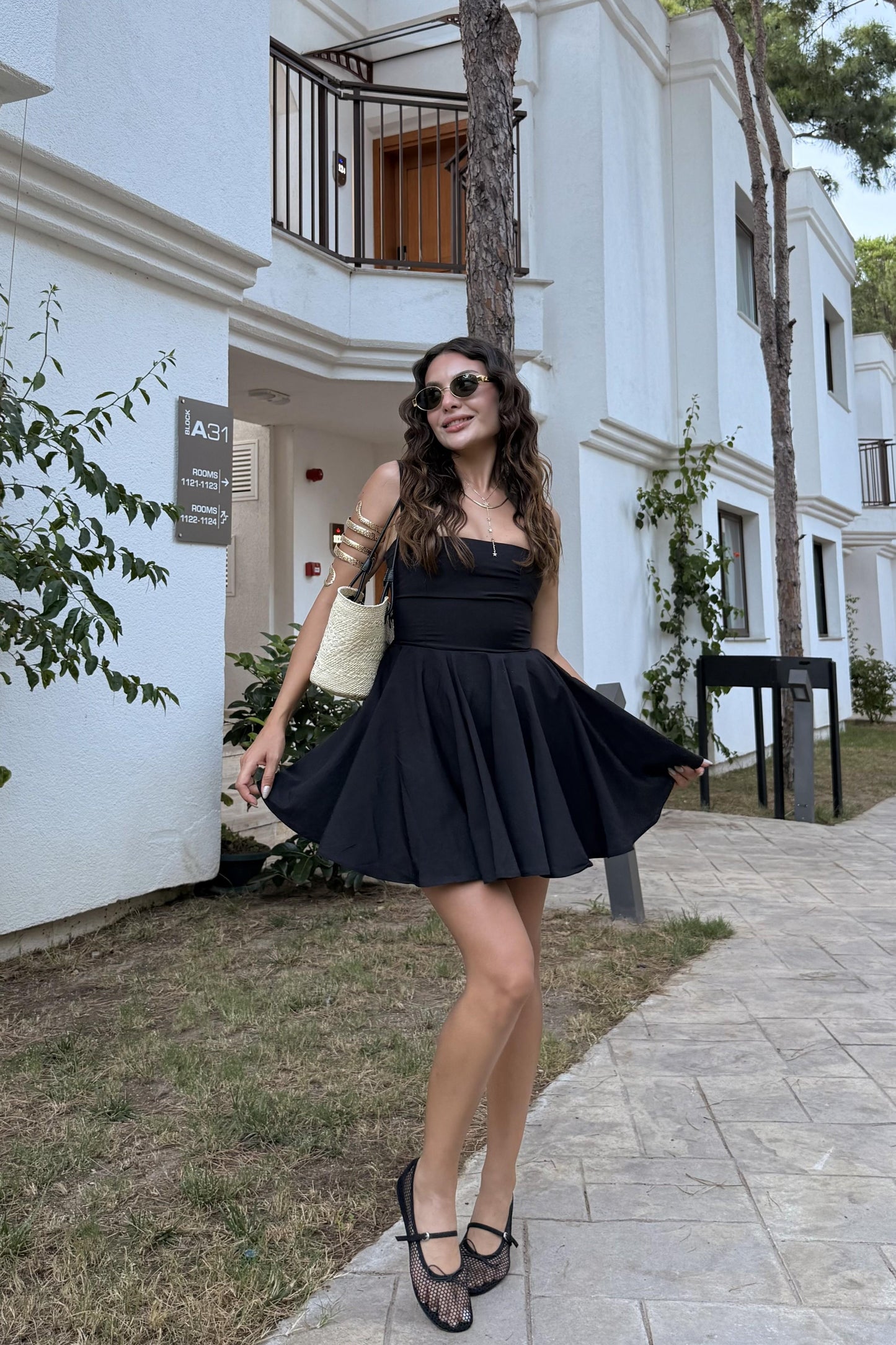 Rainbow Siyah Fiyonk Detaylı Mini Elbise