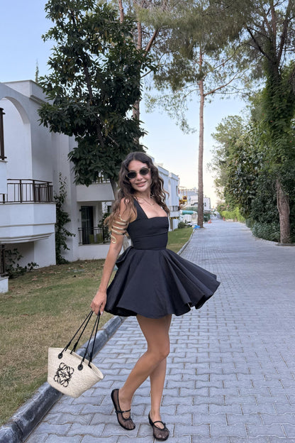 Rainbow Siyah Fiyonk Detaylı Mini Elbise