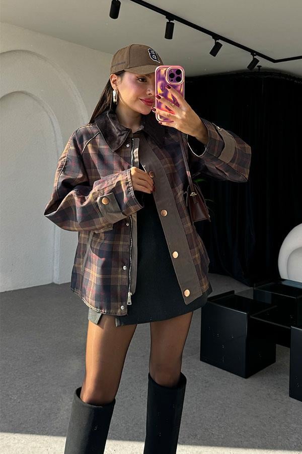 Ranc Ekose Detaylı Gabardin Ceket