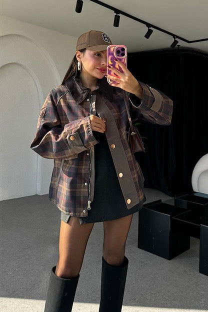 Ranc Ekose Detaylı Gabardin Ceket