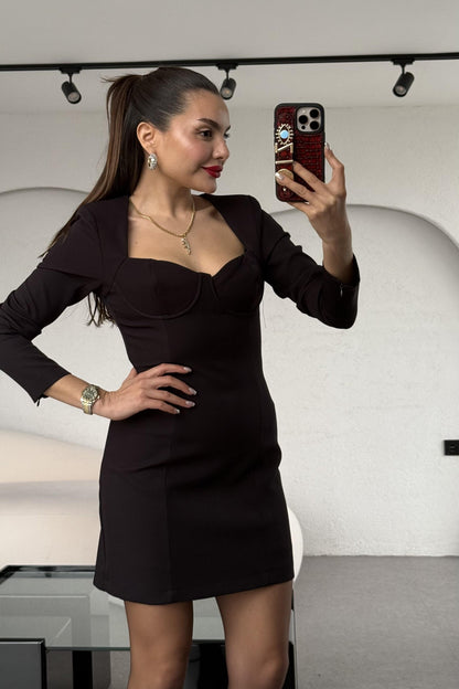 Ranger Kalp Yaka Siyah Elbise