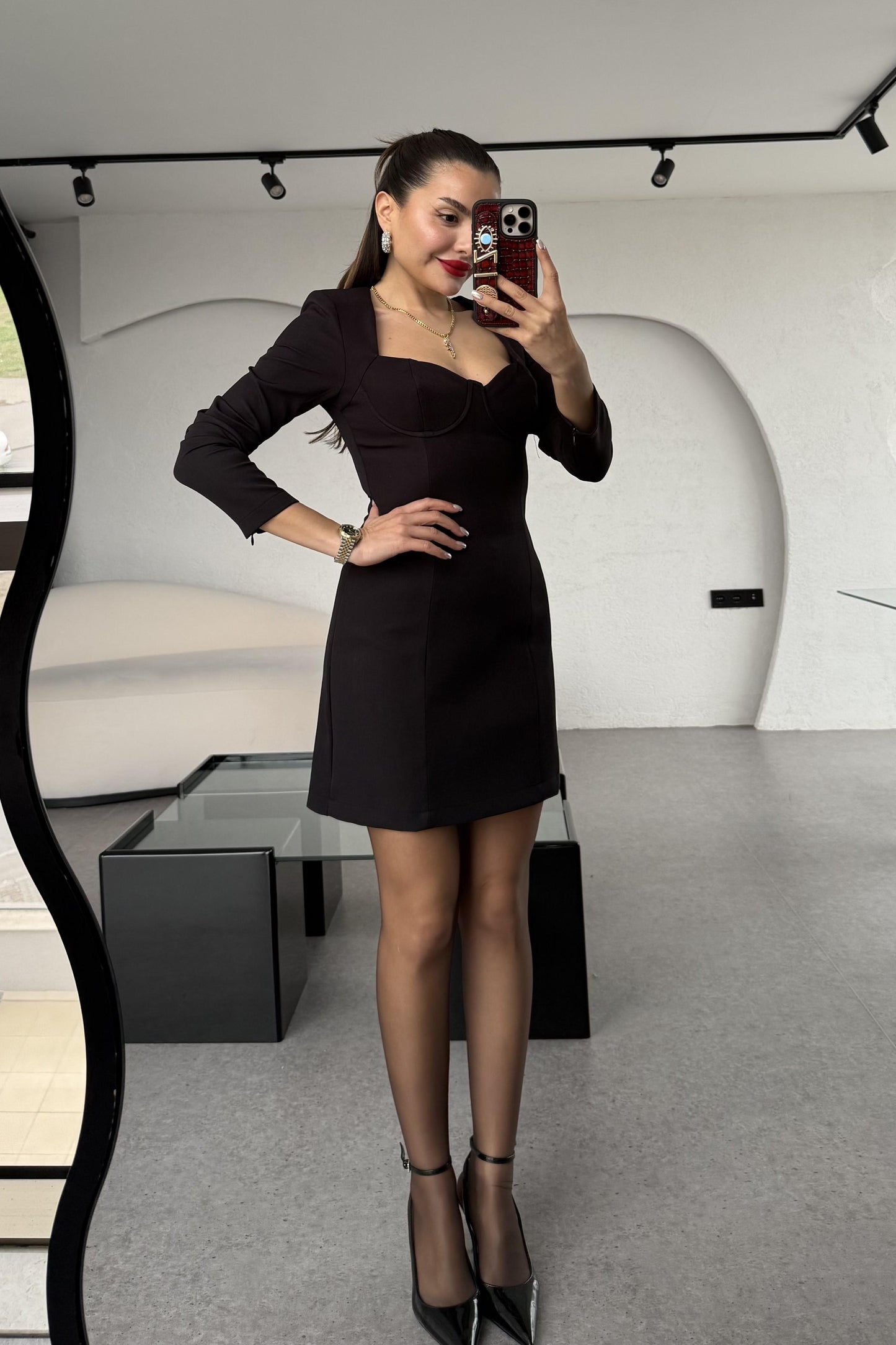 Ranger Kalp Yaka Siyah Elbise