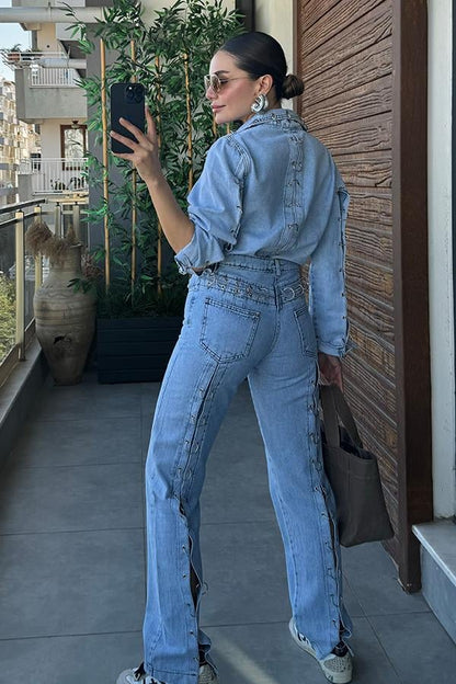 Raquel Halka Detaylı Denim Takım