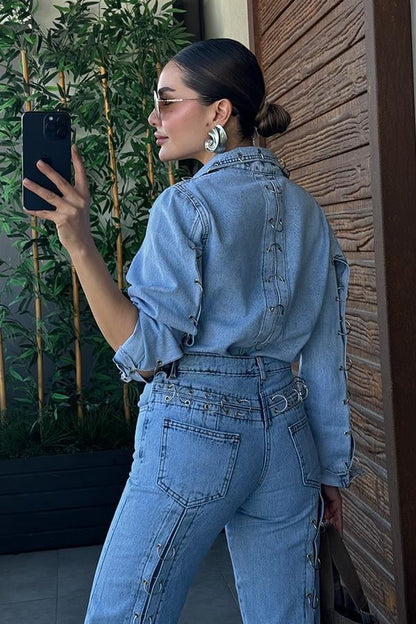 Raquel Halka Detaylı Denim Takım