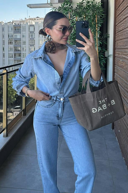 Raquel Halka Detaylı Denim Takım