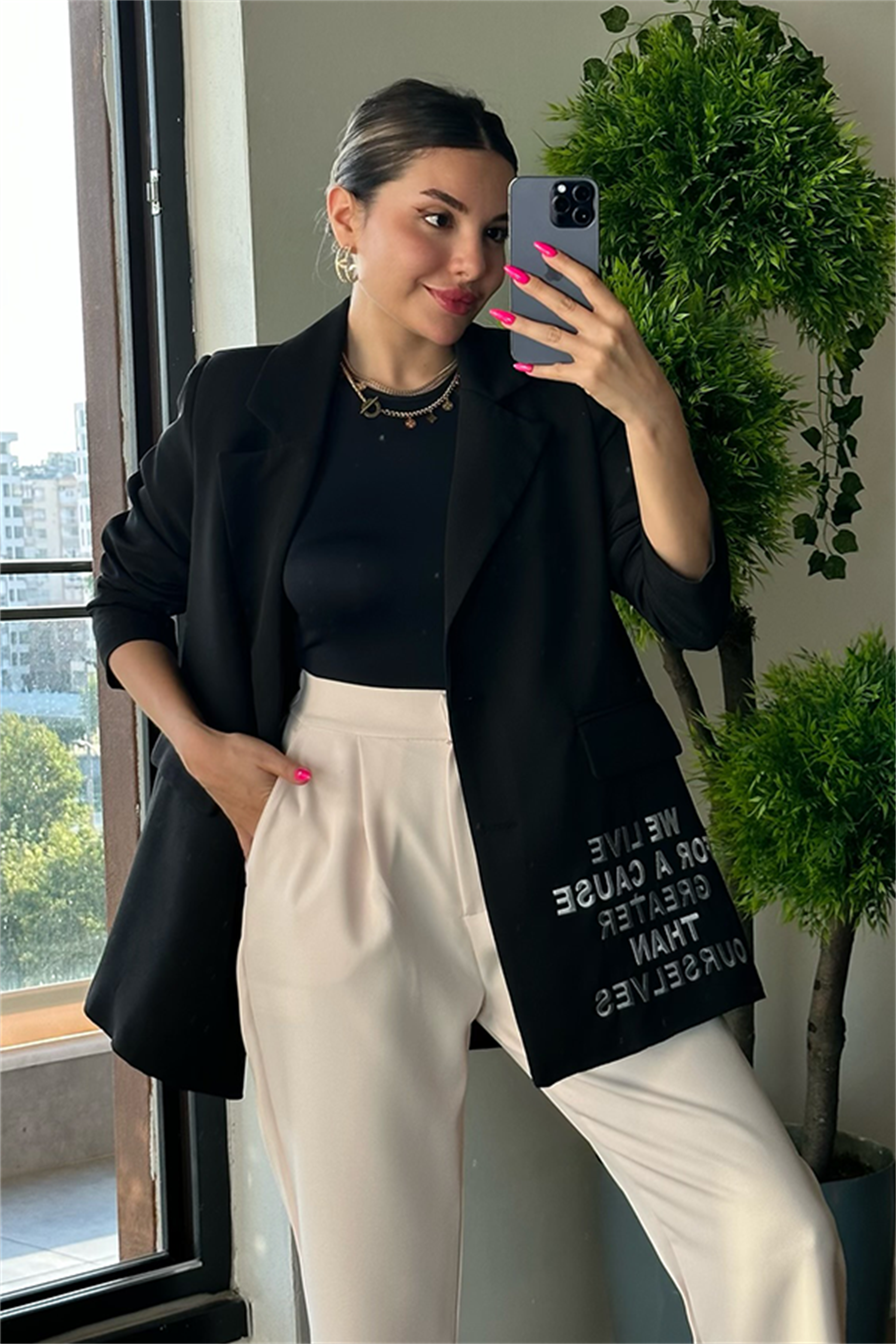 Rare nakış detaylı siyah blazer ceket