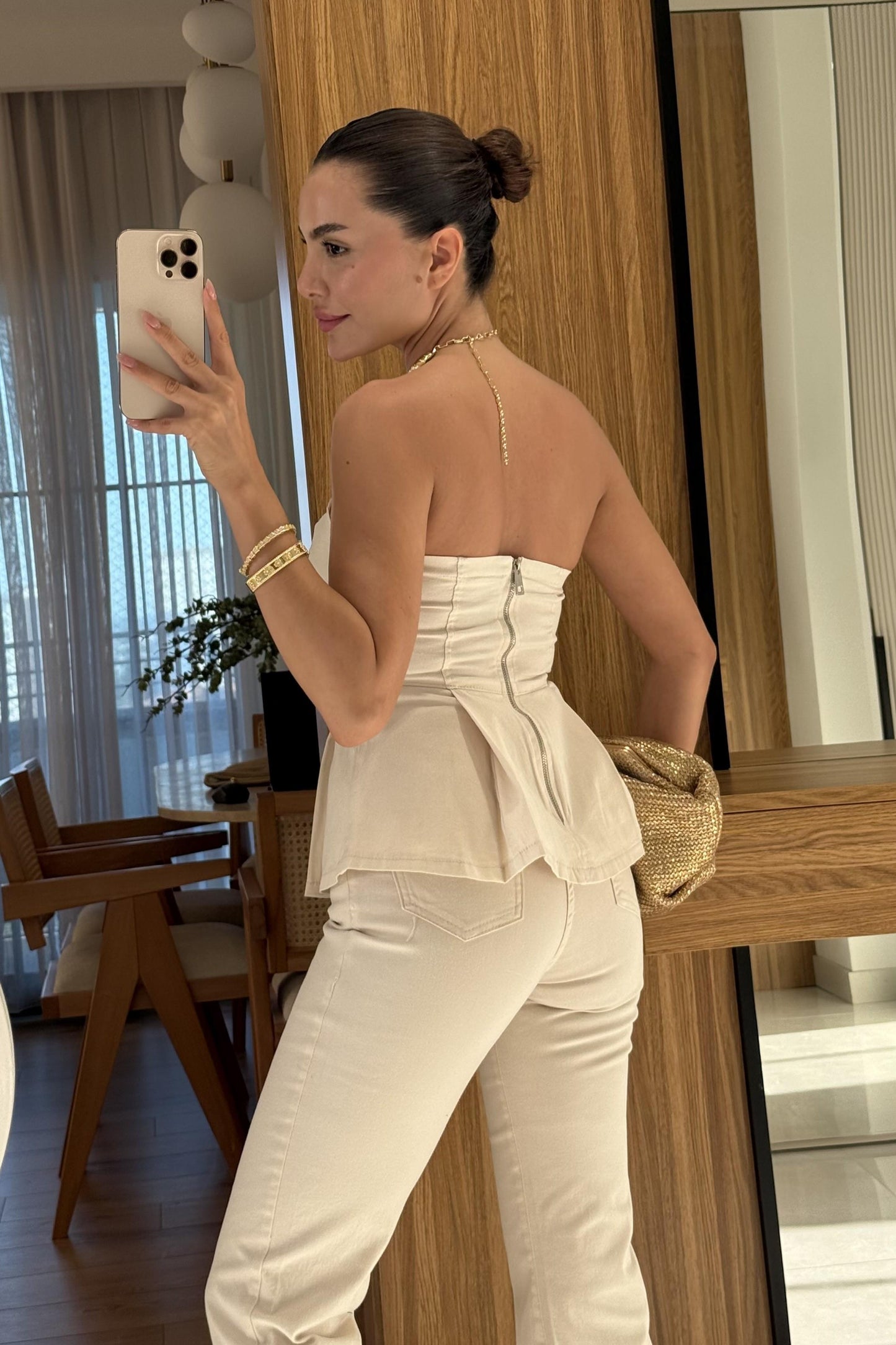 Ravka Krem Straplez Volanlı Takım