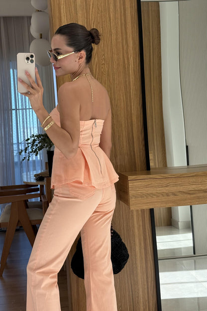 Ravka Yavruağzı Straplez Volanlı Takım