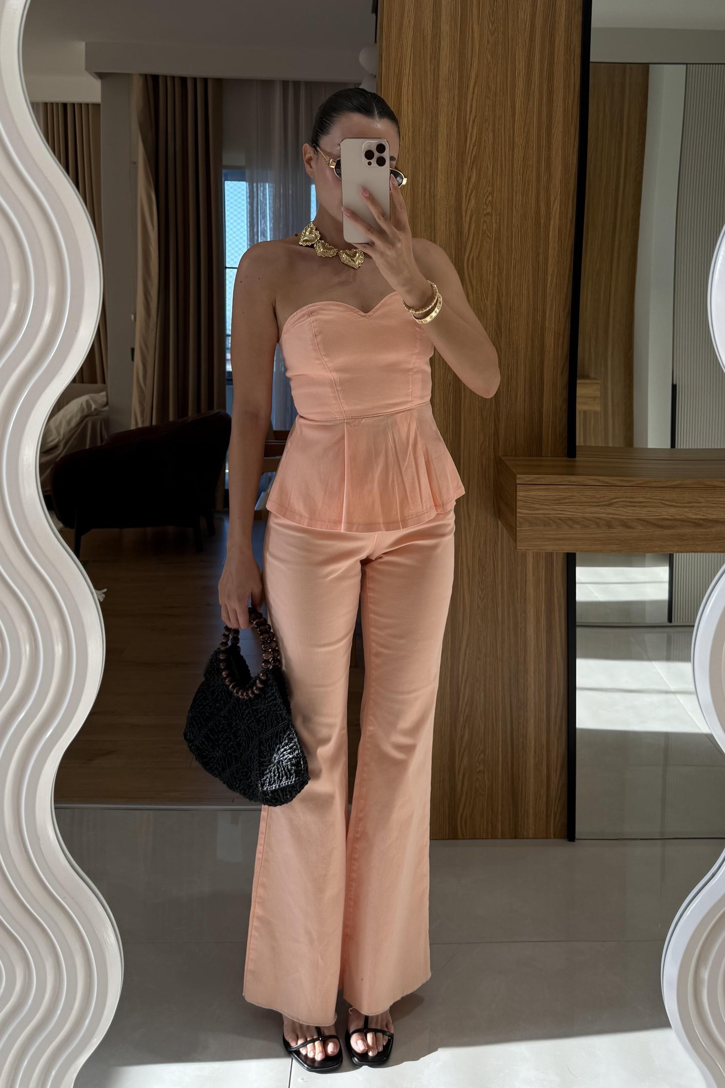 Ravka Yavruağzı Straplez Volanlı Takım