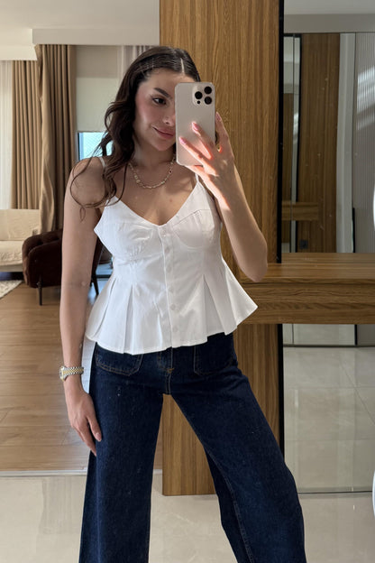 Raylin Beyaz Poplin Crop