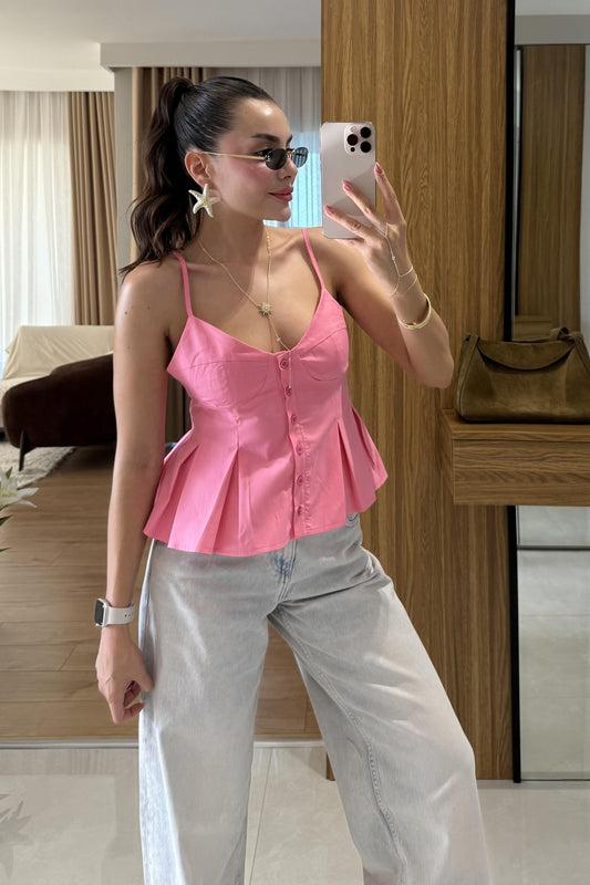 Raylin Pembe Poplin Crop