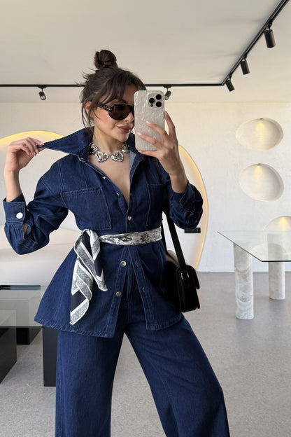 Ready Arkadan Kemerli Denim Takım