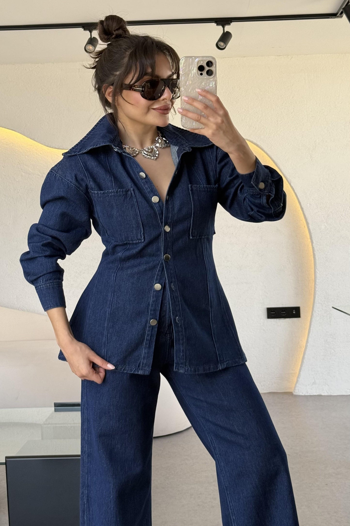 Ready Arkadan Kemerli Denim Takım