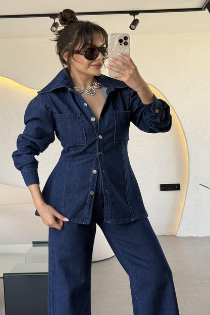 Ready Arkadan Kemerli Denim Takım