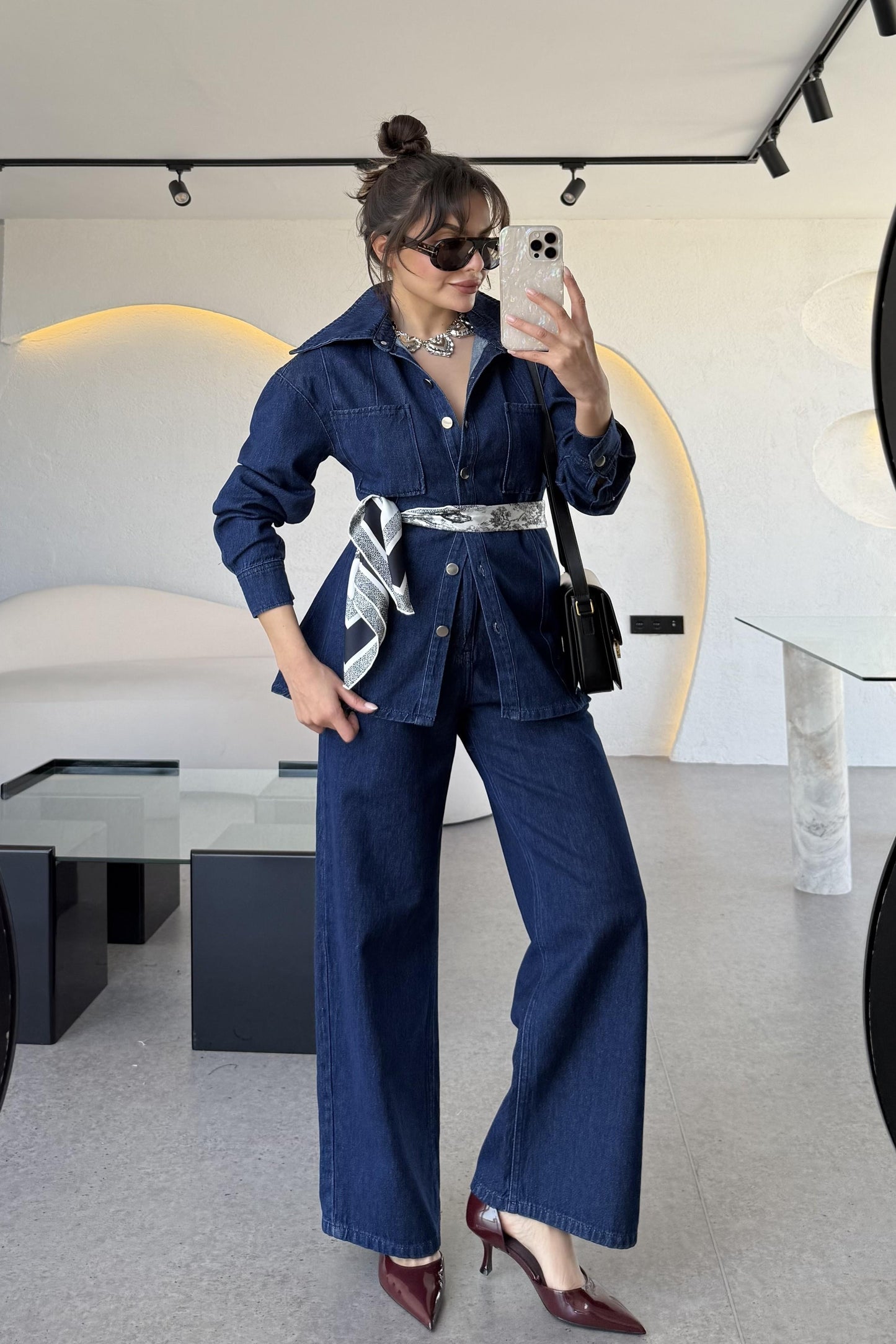 Ready Arkadan Kemerli Denim Takım