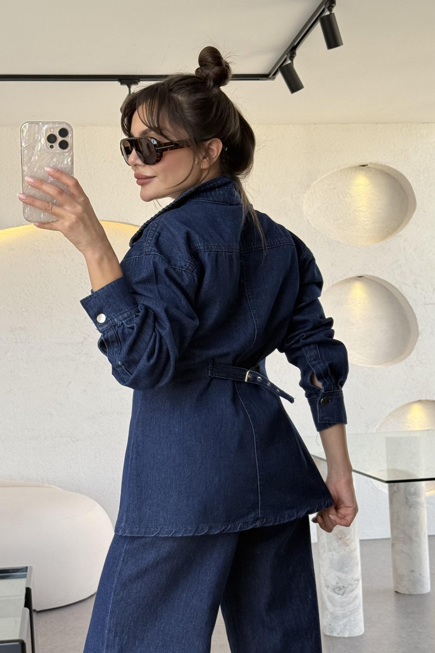 Ready Arkadan Kemerli Denim Takım