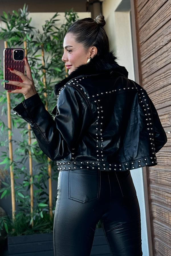 Reggae Yakası Kürklü Zımbalı Robin Mont