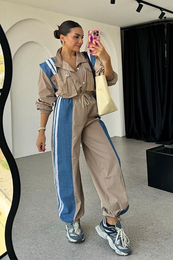 Richard Kot Karışımlı Vatkalı Bej Takım