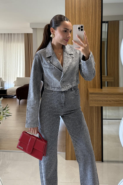 Rigelia Dokulu Taşlı Ceket