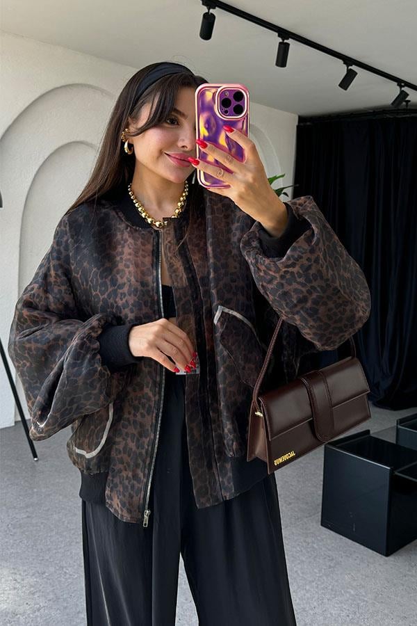 Riley Organze Tül Leopar Ceket