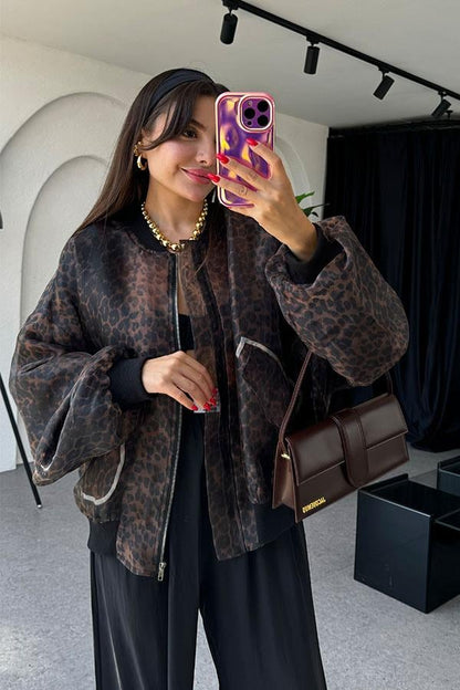 Riley Organze Tül Leopar Ceket