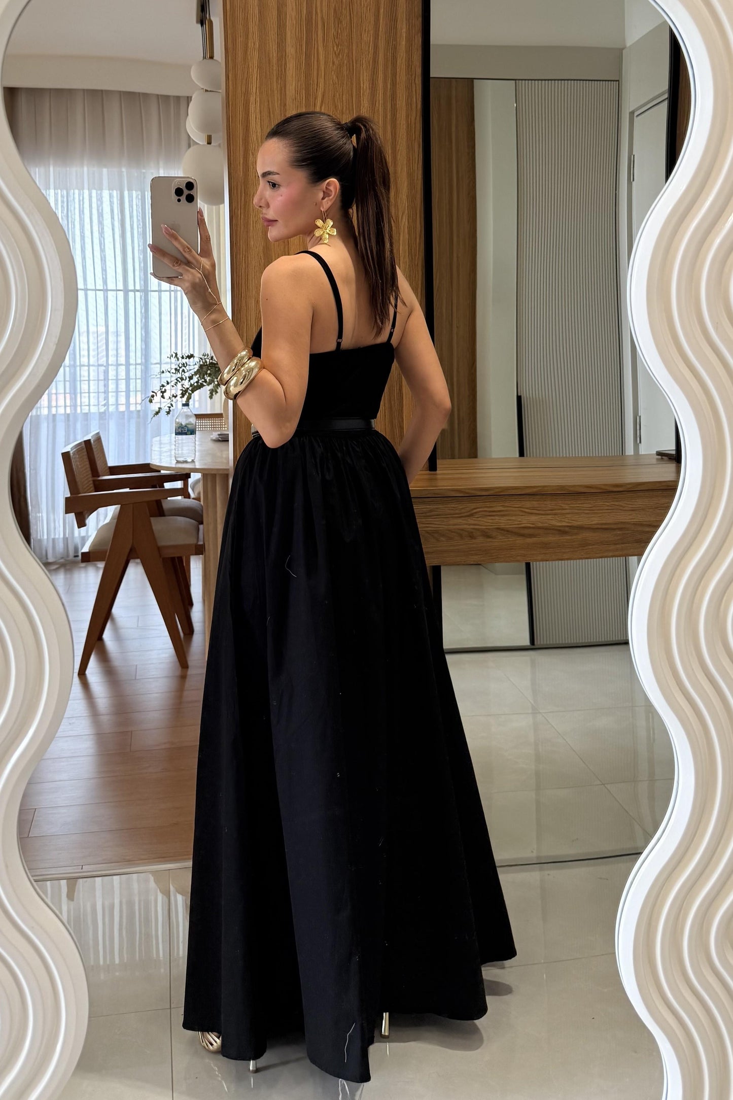 Riri İnce Askılı Maxi Balon Elbise