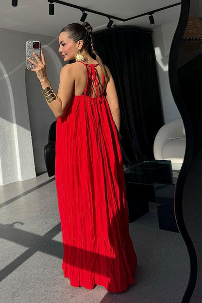 Rivest Askılı Kırmızı Elbise