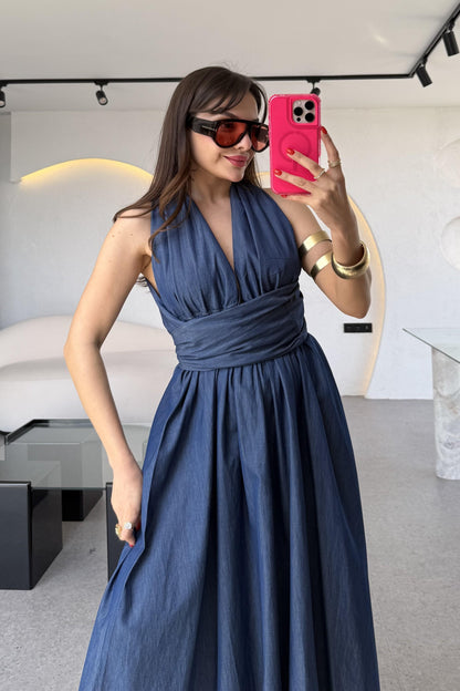 Rogers Denim Tensel Bağlamalı Elbise