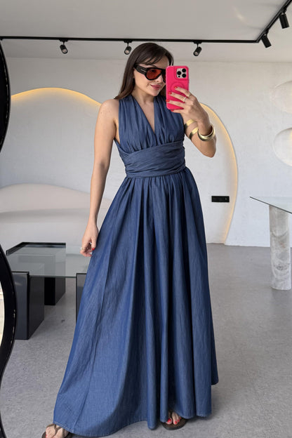 Rogers Denim Tensel Bağlamalı Elbise