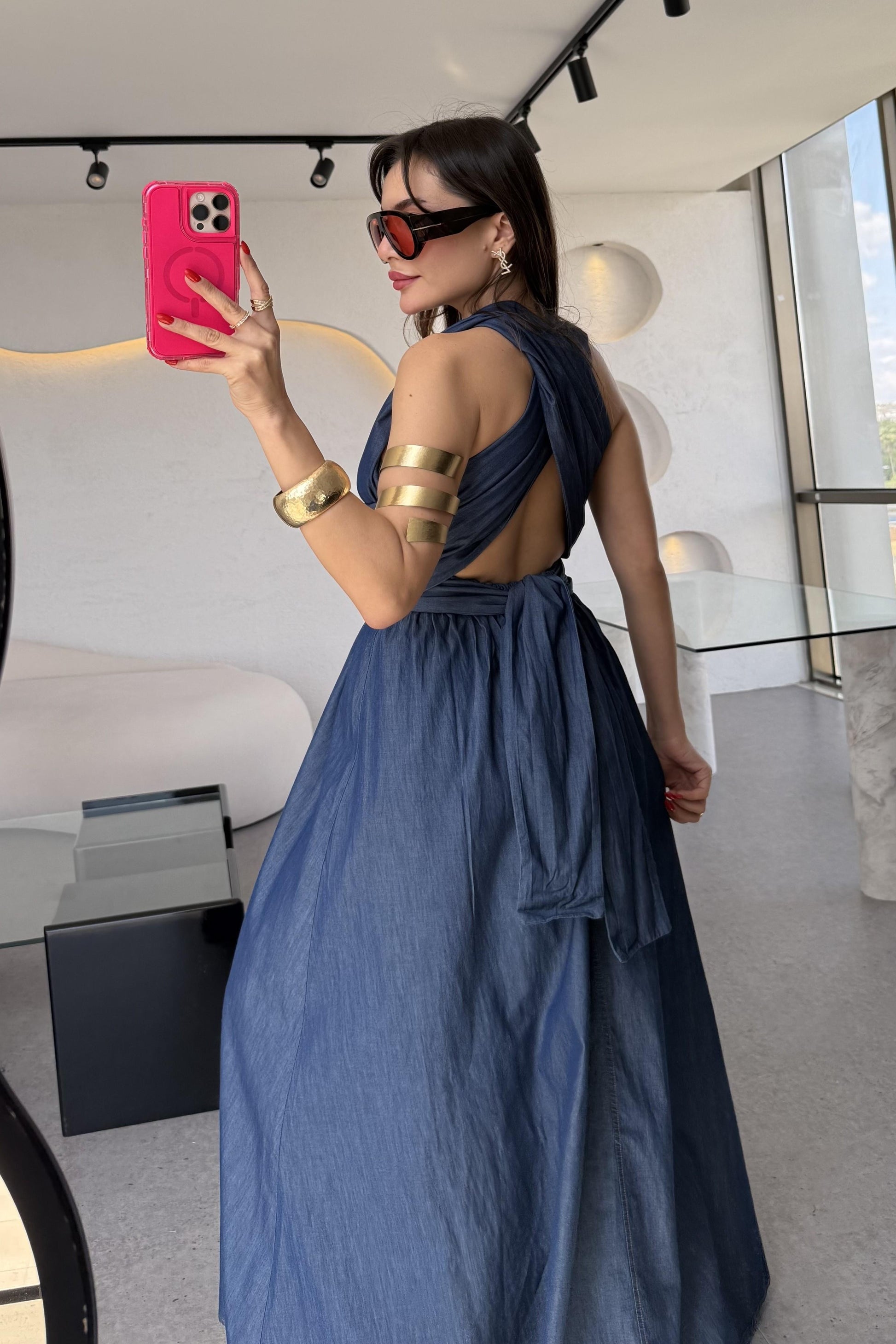 Rogers Denim Tensel Bağlamalı Elbise