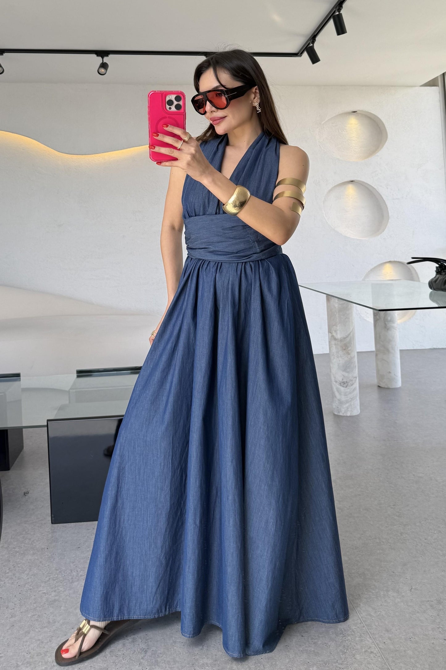 Rogers Denim Tensel Bağlamalı Elbise