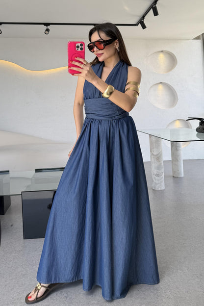 Rogers Denim Tensel Bağlamalı Elbise