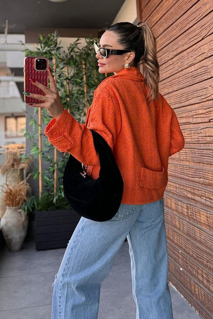 Roho Mini Tüvit Blazer Ceket - Turuncu