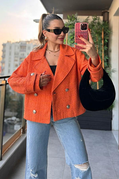 Roho Mini Tüvit Blazer Ceket - Turuncu