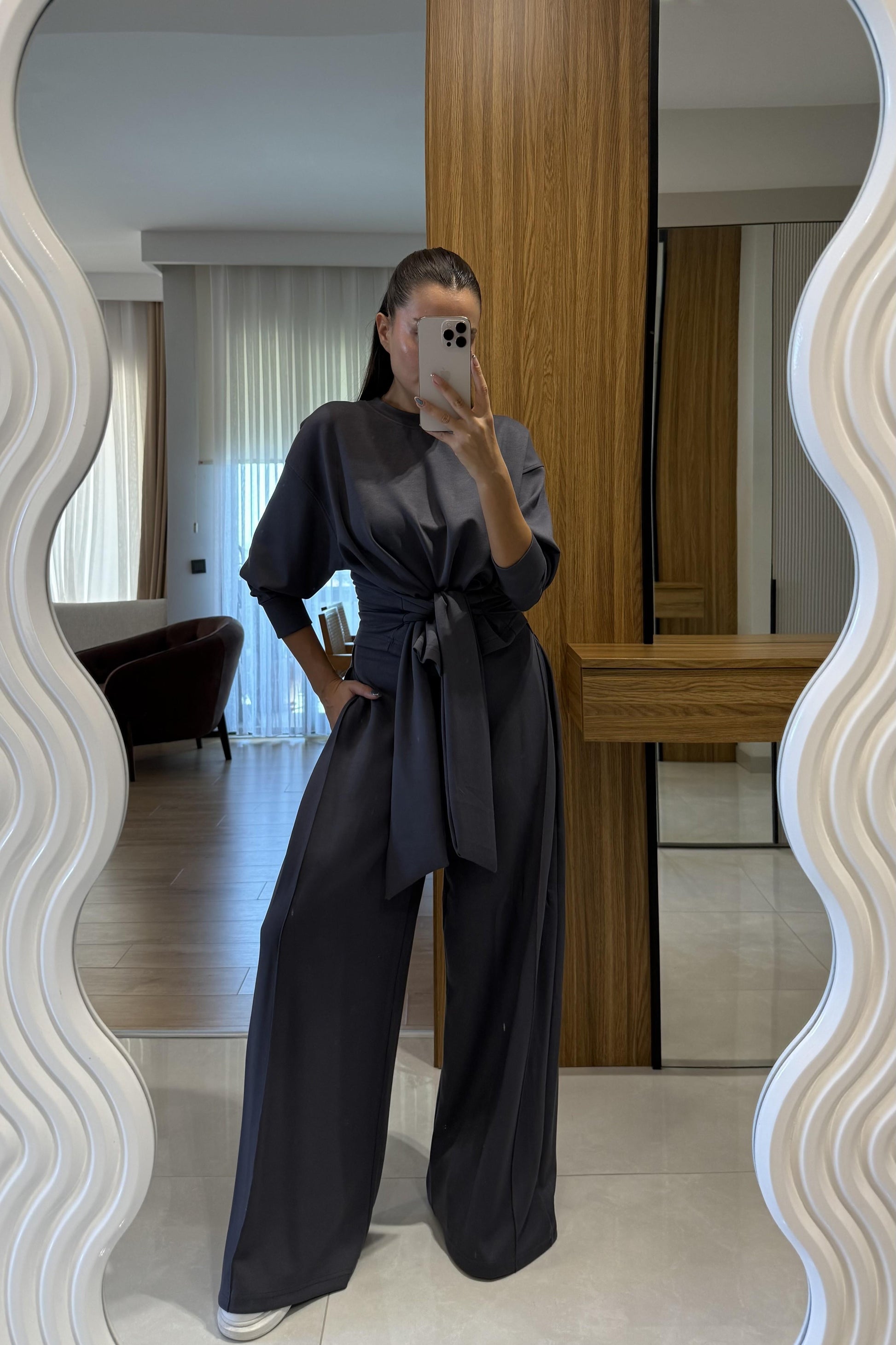 Romana Antrasit Modal Bağlamalı Tasarım Takım