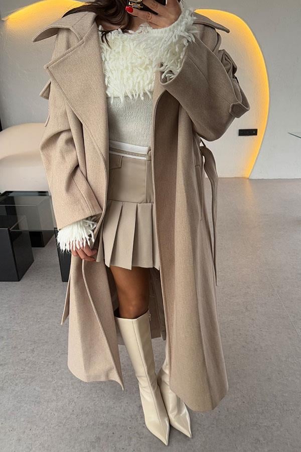 Rosalia Krem Kolları Cep Detaylı Premium Kaban