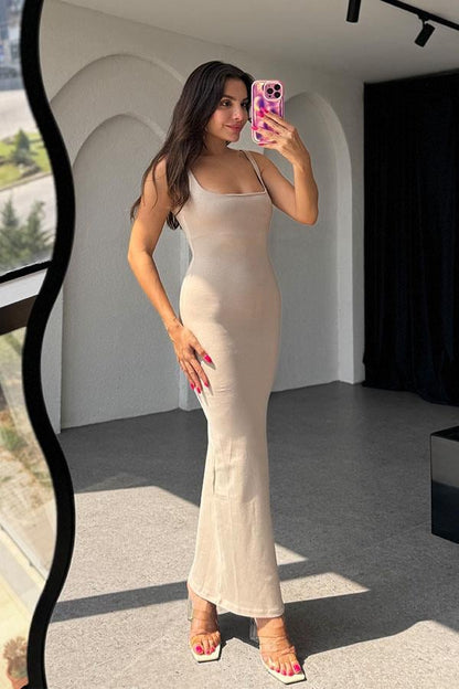 Rosalie Orijinal Slim Elbise-Bej