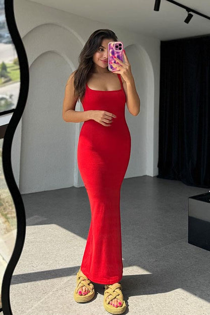 Rosalie Orijinal Slim Elbise-Kırmızı