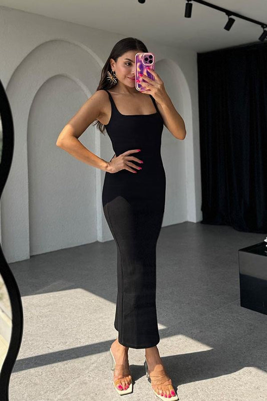 Rosalie Orijinal Slim Elbise-Siyah